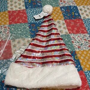 Icing Sequin Striped Santa Hat for Kids